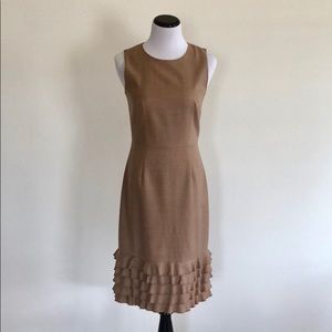 J.Crew Beige Sheath Dress with Fluted Hem